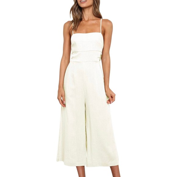 Women's  Spaghetti Strap Tie Back Sleeveless High Waist Wide Leg Romper size XL - Picture 1 of 3